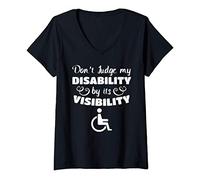Femme Not All Disabilities Are Visible Chronic Pain Awareness T-Shirt avec Col en V