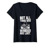 Femme Not All Those Who Wander are Lost Randonnée Voyager T-Shirt avec Col en V