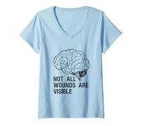 Femme Not All Wounds are Visible Mental Health Santé Mentale T-Shirt avec Col en V