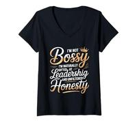 Femme Not Bossy Natural Gifted Leadership and Honesty Women T-Shirt avec Col en V