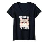 Femme Not Fat I'm Fluffy Touchy Cat Funny Memes Witty Cool Sass T-Shirt avec Col en V