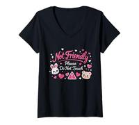 Femme Not Friendly Please Do Not Touch T-Shirt avec Col en V