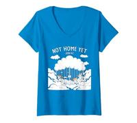 Femme Not Home Yet - John 14:2 Christian Faith Jesus Quote Heaven T-Shirt avec Col en V