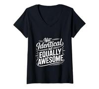 Femme Not Identical But Equally Awesome Twins Sibling - T-Shirt avec Col en V