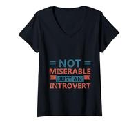 Femme Not Miserable Just An Introvert Shy Chill Isolation T-Shirt avec Col en V