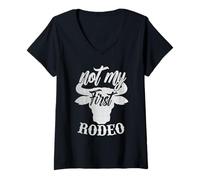 Femme Not My First Rodeo Shirt Women Let ‘er Rip Cowboy T-Shirt T-Shirt avec Col en V