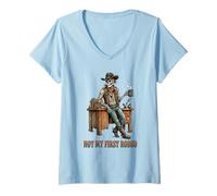 Femme Not My First Rodeo Squelette Cowboy Western Funny Teacher T-Shirt avec Col en V
