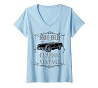 Femme Not Old Just Classic Funny Car Vintage Mens & Women Cars T-Shirt avec Col en V