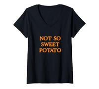Femme Not So Sweet Patate Thanksgiving Tenues Assorties pour Couples T-Shirt avec Col en V