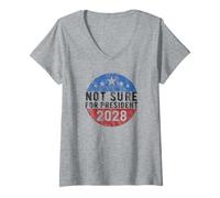 Femme Not Sure for President 2028 USA Funny Vintage T-Shirt avec Col en V