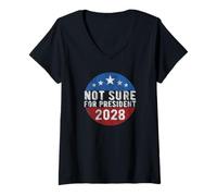 Femme Not Sure for President 2028 USA Funny Vintage T-Shirt avec Col en V