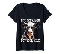 Femme Not Your Mom Not Your Milk Mom Vegan Végétarien Végétalien T-Shirt avec Col en V