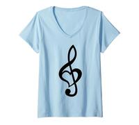 Femme Note de Musique Clé de Sol Cœur Love Lovers & Artists T-Shirt avec Col en V