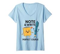 Femme Note & Écrivez Parfait Cahier De Couple T-Shirt avec Col en V