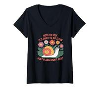 Femme Note to Self It's OK to Go Slow Snail T-Shirt avec Col en V