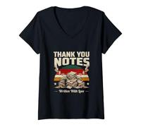 Femme Notes de Remerciement écrites avec Amour Retro Sunset T-Shirt avec Col en V