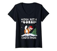Femme Nothing Butt A Corgi Dog Christmas Funny Xmas T-Shirt avec Col en V