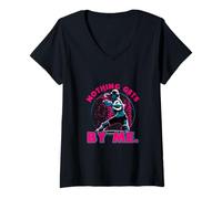 Femme Nothing Gets by Me Sweat à Capuche Softball Catcher T-Shirt avec Col en V