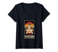 Femme Notre-Dame de Fatima Marian Catholique T-Shirt avec Col en V