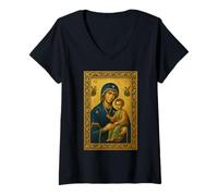 Femme Notre-Dame du Perpétuel Secours - Bienheureuse Mère Marie T-Shirt avec Col en V
