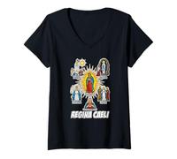 Femme Notre-Dame la Bienheureuse Mère Latin Marian Titres Catholiques T-Shirt avec Col en V