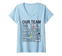 Femme Notre équipe - Travail d'équipe T-Shirt avec Col en V