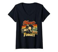 Femme N'oubliez jamais Le Classique rétro Down Memory Lane des années 80 T-Shirt avec Col en V