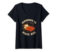 Femme N'oubliez Pas de créer Un lit Amusant, Mignon et Vintage T-Shirt avec Col en V