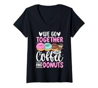 Femme Nous allons ensemble comme un café et des beignets T-Shirt avec Col en V