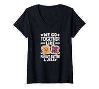 Femme Nous Allons Ensemble comme Un Couple d'amis au Beurre de cacahuète et à la gelée T-Shirt avec Col en V