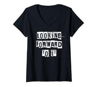 Femme Nous attendons avec Impatience T-Shirt avec Col en V