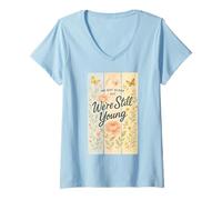 Femme Nous Avons Vieilli mais Nous Sommes Encore Jeunes en Tant Que Papillon Floral Cottagecore T-Shirt avec Col en V