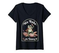 Femme Nous cuisinons à Dawn Frog T-Shirt avec Col en V