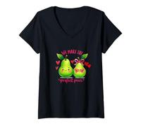 Femme Nous fabriquons la Poire Parfaite T-Shirt avec Col en V
