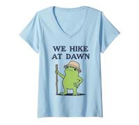 Femme Nous Faisons Une randonnée à Dawn Frog Hiker Tôt Le Matin T-Shirt avec Col en V