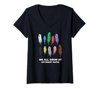 Femme Nous grandissons Tous à des rythmes différents T-Shirt avec Col en V