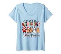 Femme Nous ne Vous souhaitons Rien d'autre qu'un Joyeux Noël Amusant T-Shirt avec Col en V