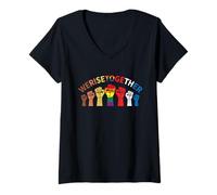 Femme Nous nous levons ensemble : Black Pride, Gay Pride, Égalité LGBTQ T-Shirt avec Col en V