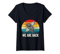 Femme Nous Sommes de Retour, Insecte Cigale rétro T-Shirt avec Col en V