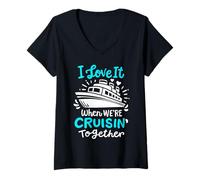 Femme Nous Sommes en croisière Ensemble Croisière Vacances en Famille Couples T-Shirt avec Col en V