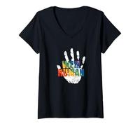 Femme Nous Sommes Tous des Humains LGBT T-Shirt avec Col en V