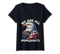 Femme Nous sommes tous des immigrants Soutenons l'immigration Funny No Kings T-Shirt avec Col en V
