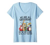 Femme Nous Sommes Tous différents, mais dans Cette école, Nous jouons Tous T-Shirt avec Col en V