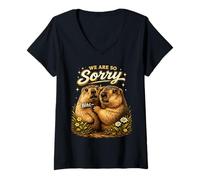 Femme Nous Sommes Vraiment désolés, Groundhog Funny Sarcastic T-Shirt avec Col en V