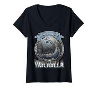 Femme Nous voyons dans Le Design Viking Walhalla T-Shirt avec Col en V
