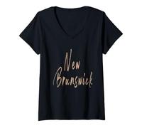 Femme Nouveau-Brunswick Canada Design Vintage élégant T-Shirt avec Col en V