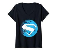 Femme Nouveau logo Superman Movie Design Earth T-Shirt avec Col en V