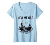 Femme Nouveau-Mexique : Le Pays de l'enchantement | Roadrunner Cactus Vintage T-Shirt avec Col en V