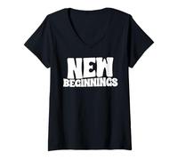Femme Nouveaux commencements T-Shirt avec Col en V