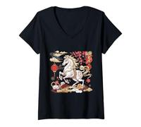Femme Nouvel An chinois 2026 Nouvel An lunaire T-Shirt avec Col en V